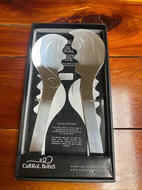 Carrol Boyes Silver Stainless Steel Sculptural Salad Servers